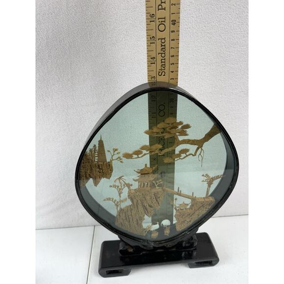 Vintage Chinese Diorama Shadow‎ Box Landscape Art Carved Cork Lacquer Wood - Picture 5 of 6